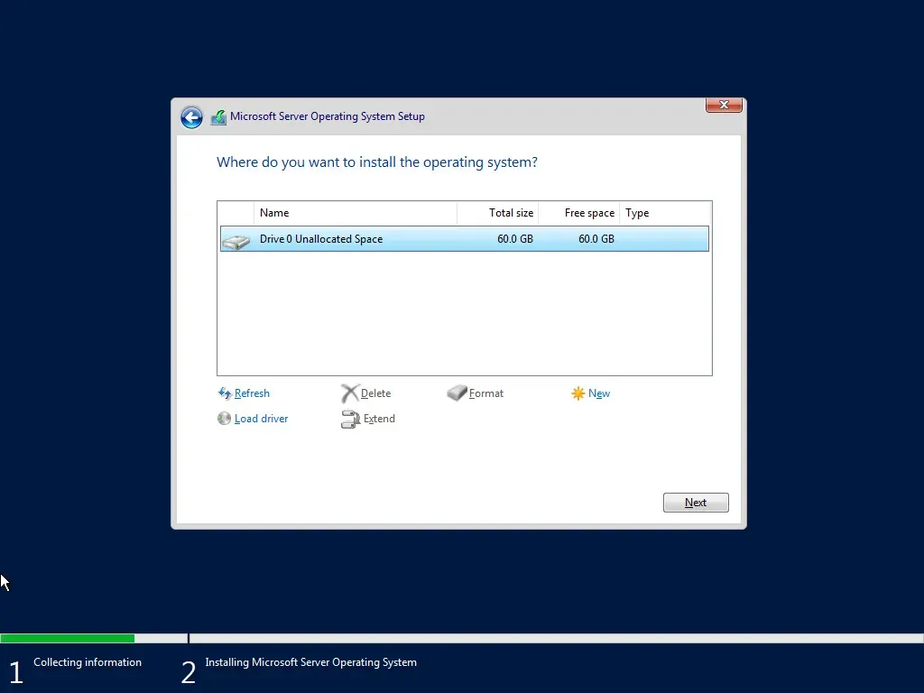 installation location - Window Server 2022