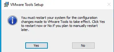 VMware Tool Installation Completed